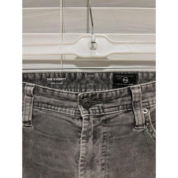 AG Adriano Goldschmied The Everett Slim Straight Gray Corduroy Pants  - Size 32x - Picture 2 of 5